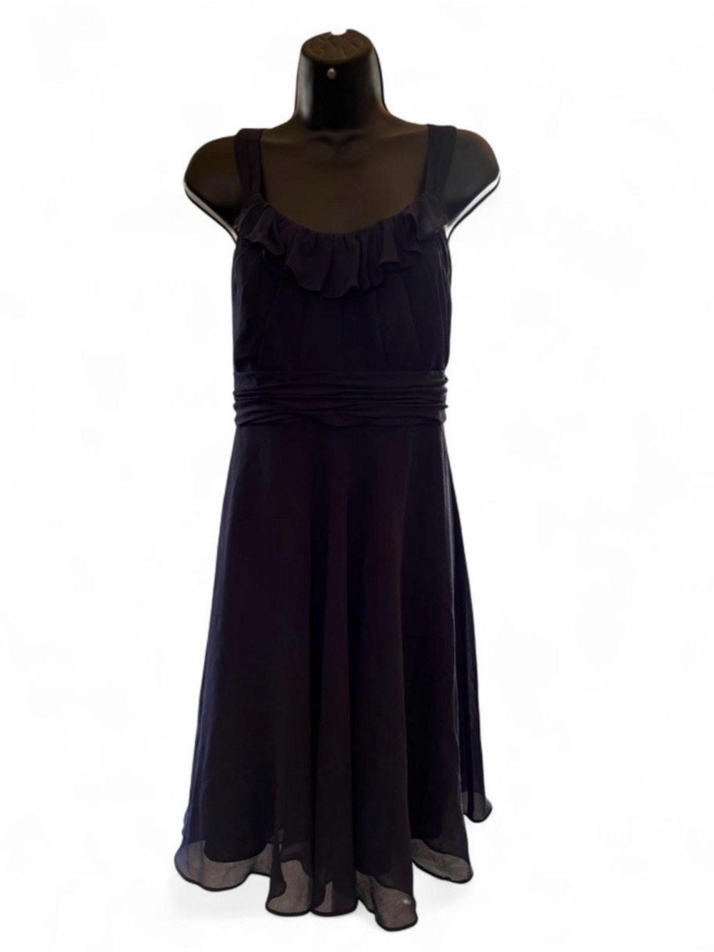 David's Bridal Black Ruffle-Trim Midi Dress